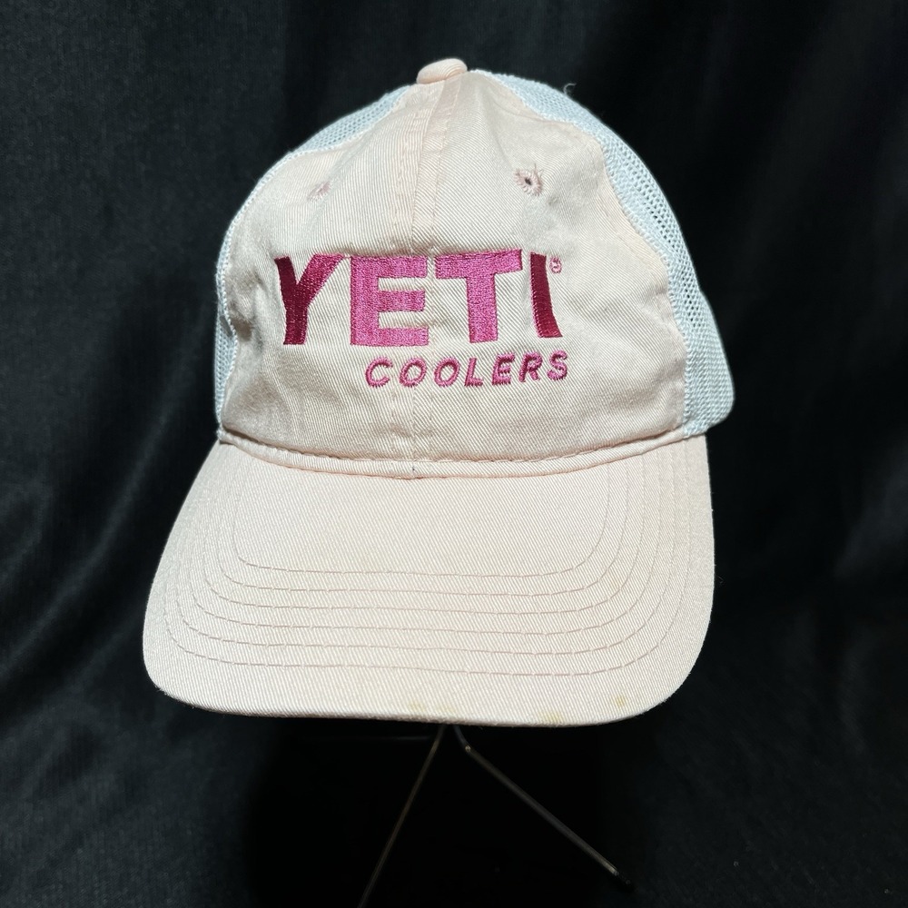 Yeti Coolers Truckers Hat Cap Mesh Back Pink & White Ladies adjustable
